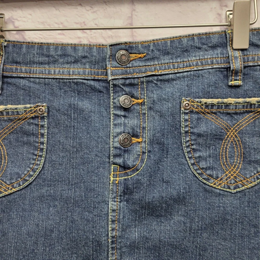Y2K Old‎ Navy Ultra Low Waist Stretch Denim Mini Skirt Sz 10 Grunge Streetwear